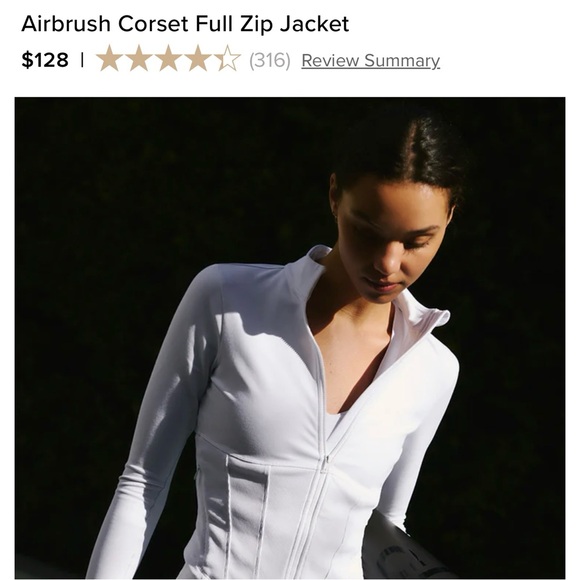 Alo Yoga Airbrush Corset Full Zip Jacket in White size XS - Picture 4 of 9